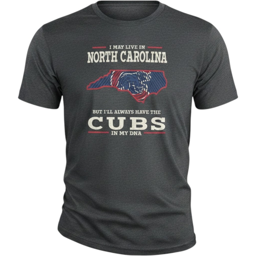 Gildan T-Shirt Men's M Gray North Carolina Chicago Cubs Graphic Tee Summer Vac